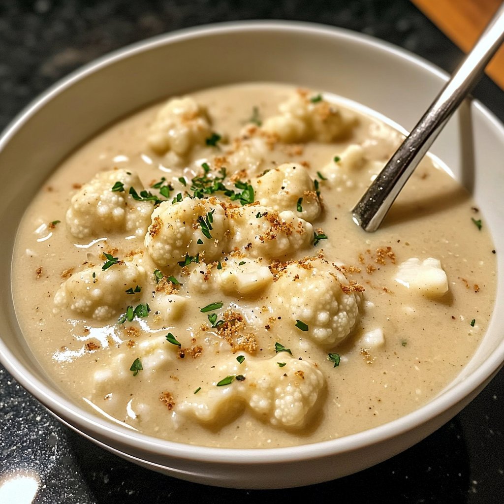 Herzhafte Blumenkohlsuppe für kalte Tage
