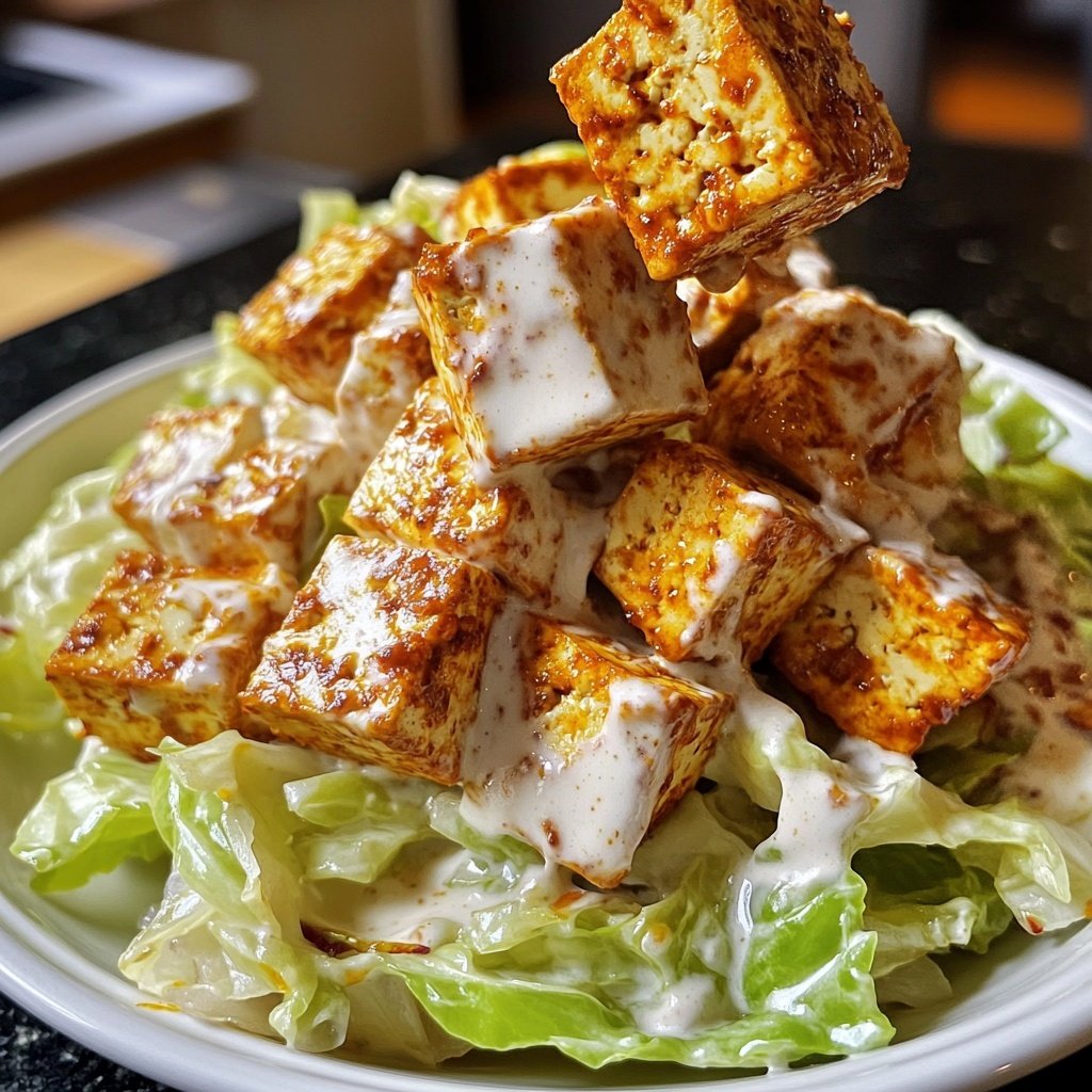 Veganer Sahne-Wirsing mit würzigem Tofu