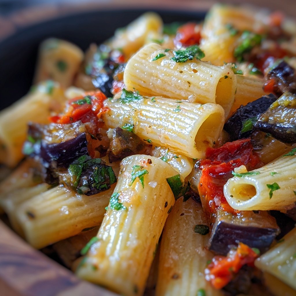 Rigatoni mit Auberginen und Kapern