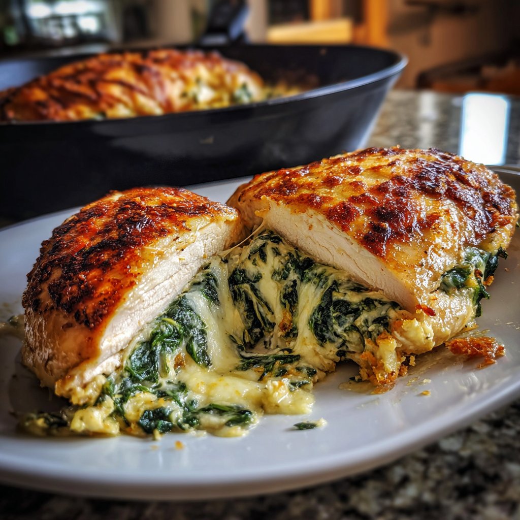 Gefüllte Hähnchenbrust mit Spinat