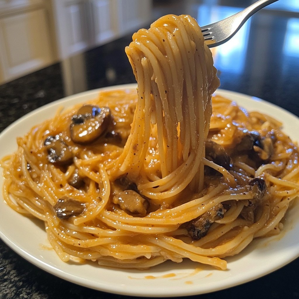 Spaghetti mit cremiger Pilzsauce