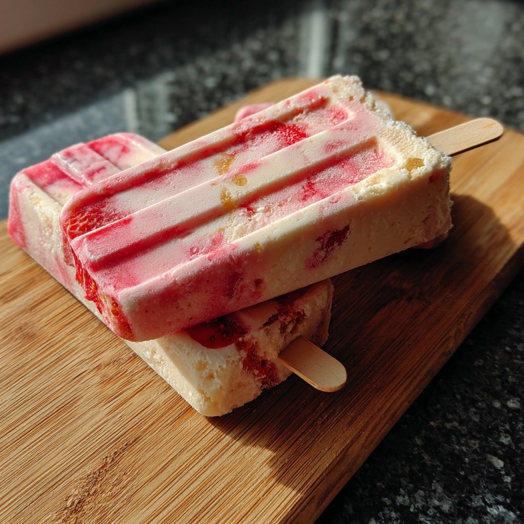 Vanille Erdbeer Eis Am Stiel