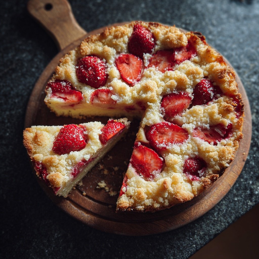Erdbeer Vanille Blechkuchen Mit Streuseln